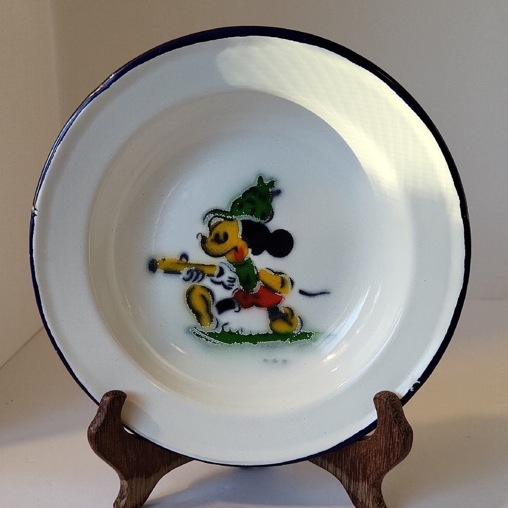 Vintage Dutch Sfinx Enamel Bowl with Mickey Mouse